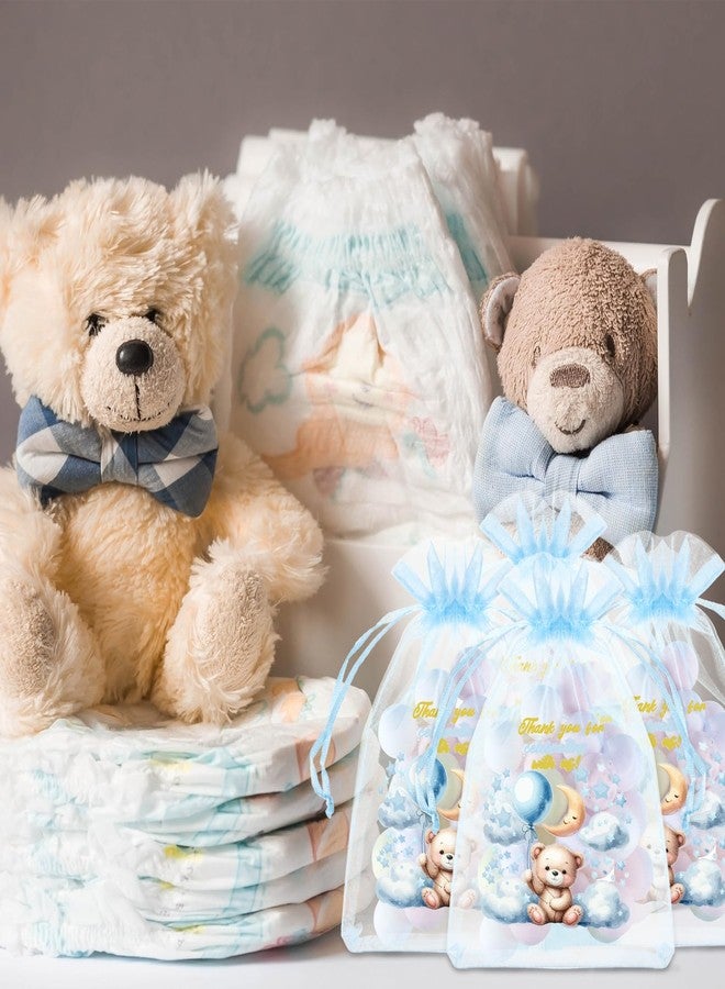 Threlaco 100 Pcs Organza Bags for Baby Shower Party Favor 4 x 6 Inch, Thank You Gift Bags Small Sheer Drawstring Mesh Pouch for Baby Shower Party Favor(Blue) - Image 4